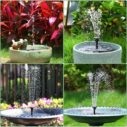 Outdoor Solar Fountain Pump Kit – 1W/1.5W/2.5W Garden Pond Water Feature with 6 Nozzles for Decorative Landscape Use