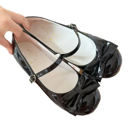Women’s Lolita Flats – Low Round Toe Cross Strap Bow Princess Tea Party Shoes, Cute Lovely Student Shoes 2025