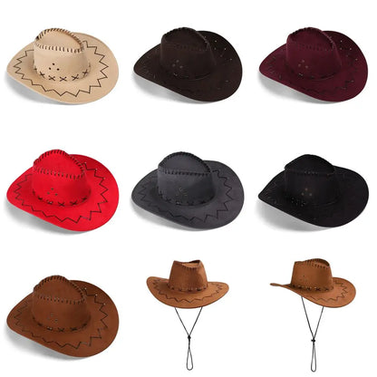 Unisex Western Cowboy Hat – Suede Cowgirl & Cowboy Style for Fashion & Party Wear