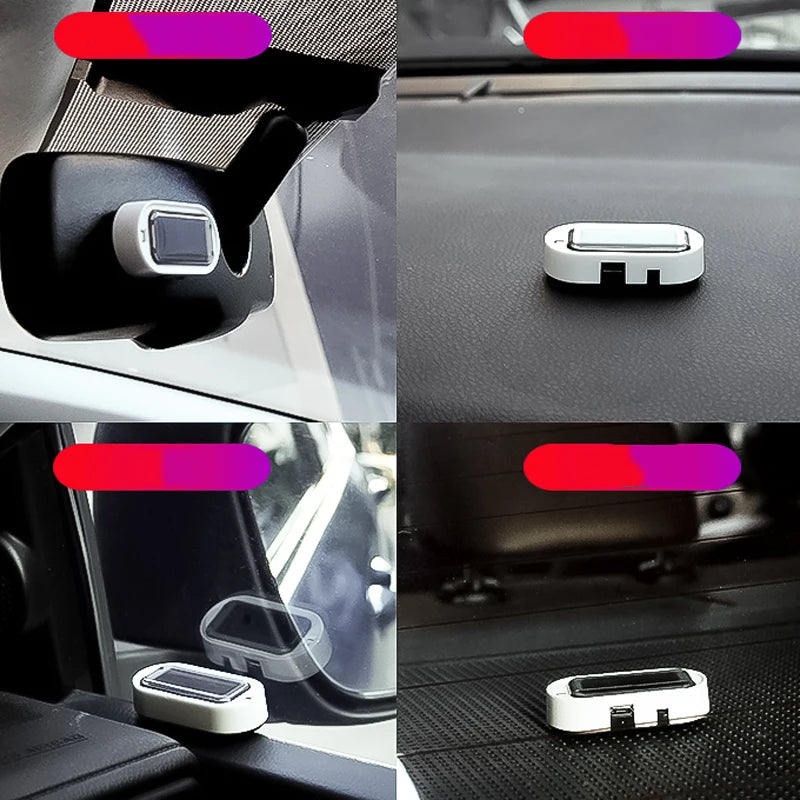 Car LED Solar Powered Simulated Dummy Security Light - Wireless Anti-Theft Warning Caution Lamp with Flashing Imitation Effect