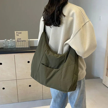 2025 Trendy Women's Soft Cloth Shoulder Bag – Solid Color, Y2K Casual Style, Crossbody Handbag for Students