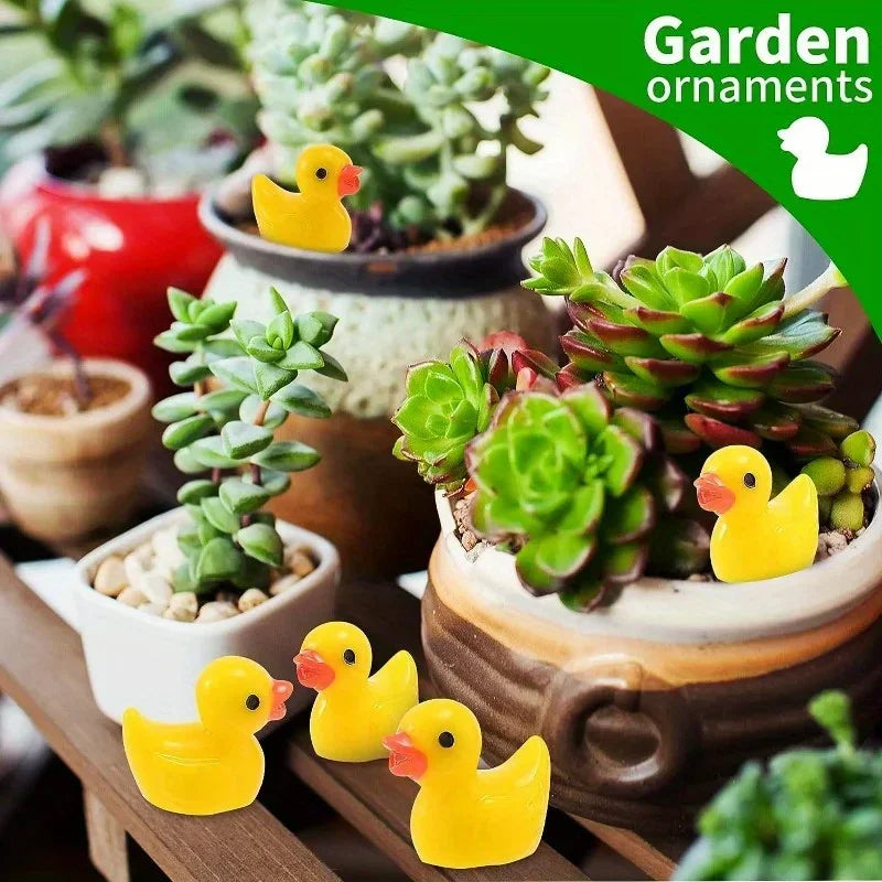 200pcs Mini Resin Yellow Ducks – Tiny Duck Figures for Garden Crafts, Fairy Landscape Decoration, and Miniature Plant Scenes