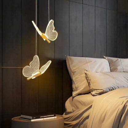 Nordic Butterfly Pendant Lamp: Lustre LED Fixture for Kitchen, Living Room & Bedside Ceiling Decor