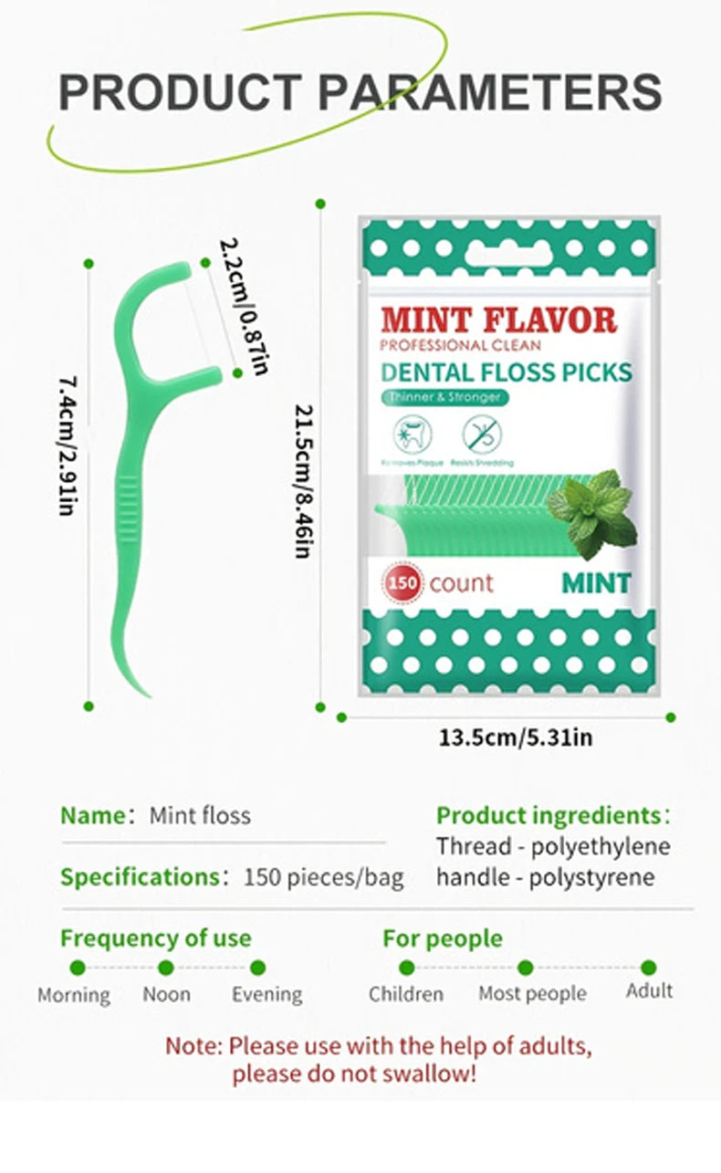 300PCS/150PCS/50PCS Mint Floss Sticks - Interdental Cleaning Tools for Fresh Oral Care