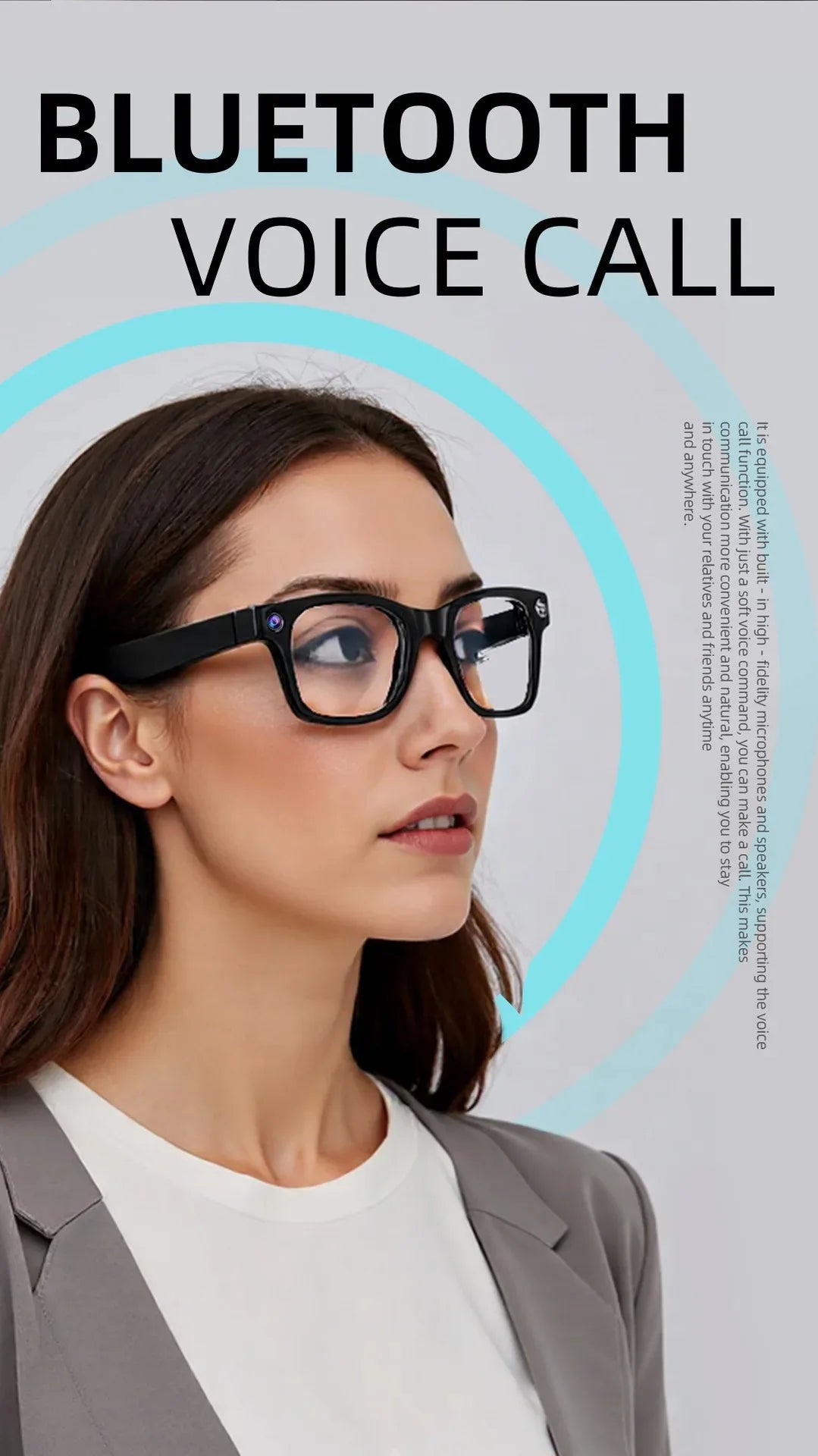 AI Smart Glasses with HD Anti-Shake Camera — Video Recording, Voice Call, Noise Reduction, Wireless Bluetooth Headset Goggles