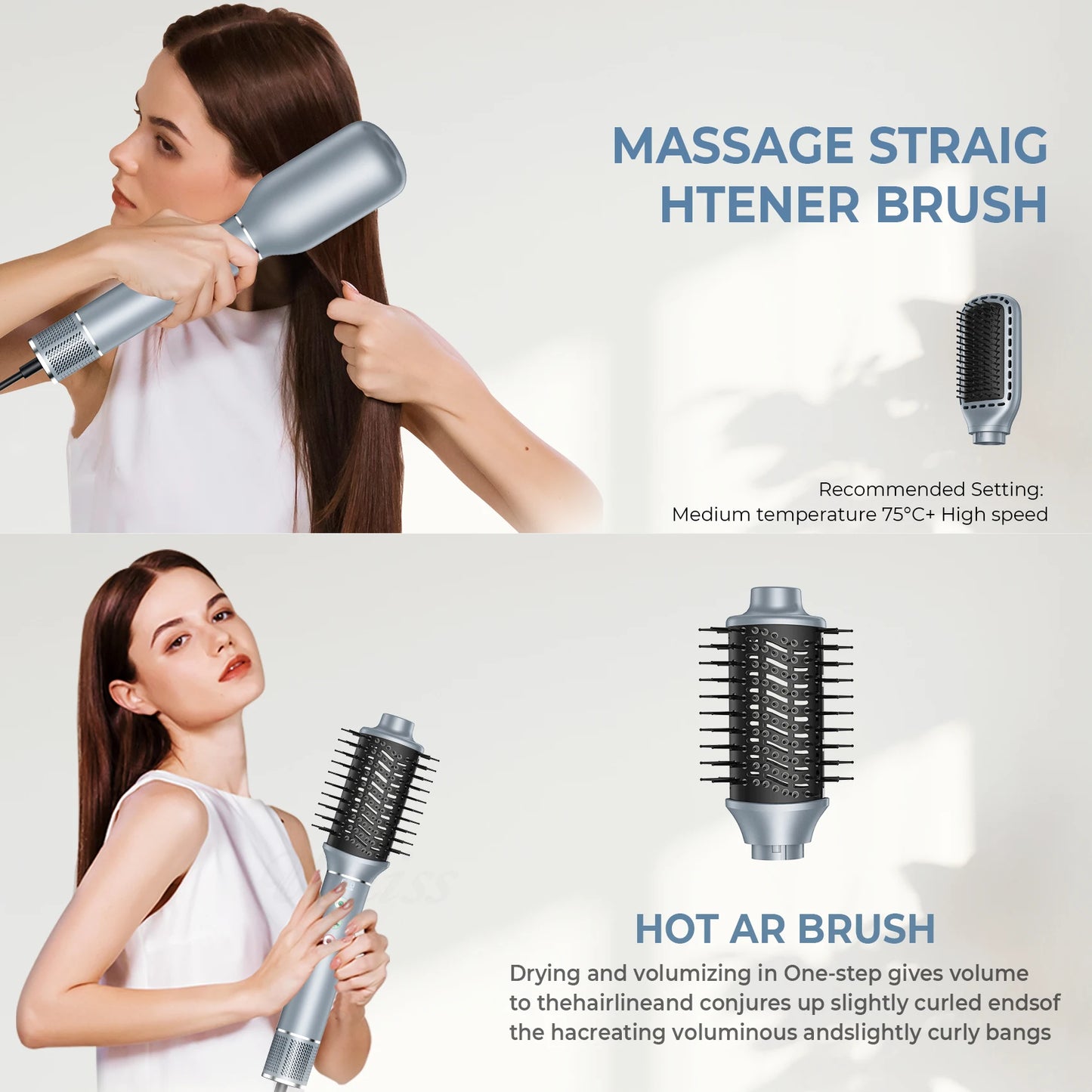 5-in-1 High-Speed Brushless Hair Dryer Brush – Negative Ionic Hot Air Styling Comb & Auto Hair Curler