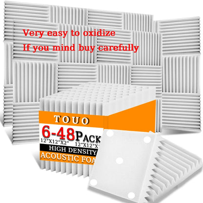 TOUO Acoustic Foam Panels - Sound Absorbing Wall Tiles for Studio Recording, Home Theater & Noise Reduction Treatment