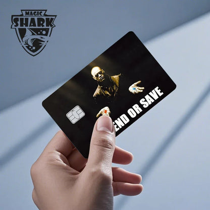 Conch Money Bow Anime Card Sticker - Spend or Save Meme Credit Debit Card Skin