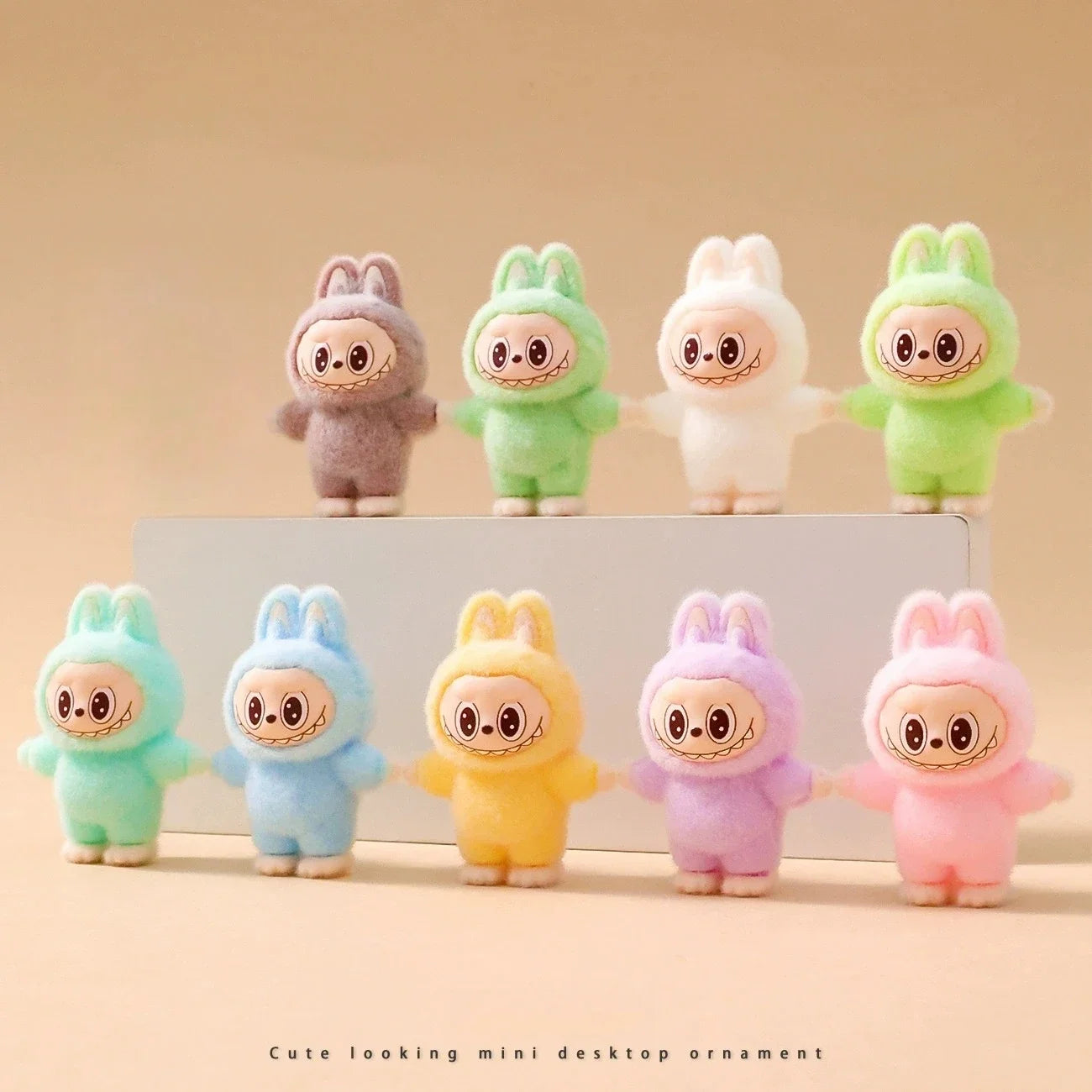 10pcs Lububu Anime DIY Flocked Action Figures — Kawaii Desktop & Car Pendant Dolls, Christmas Gift Toy