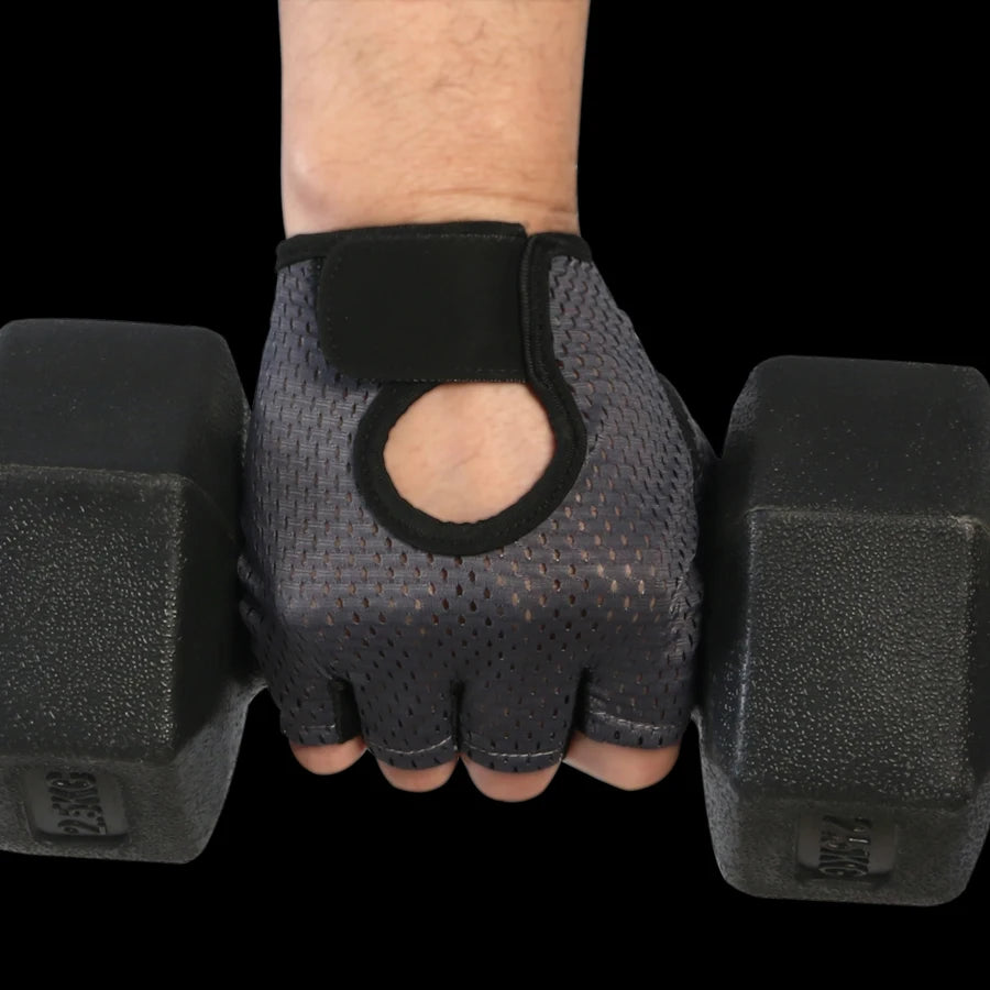 Summer Half-Finger Ice Silk Gloves – Breathable Fingerless Gym & Cycling Gloves with Anti-Slip Pad for Men & Women