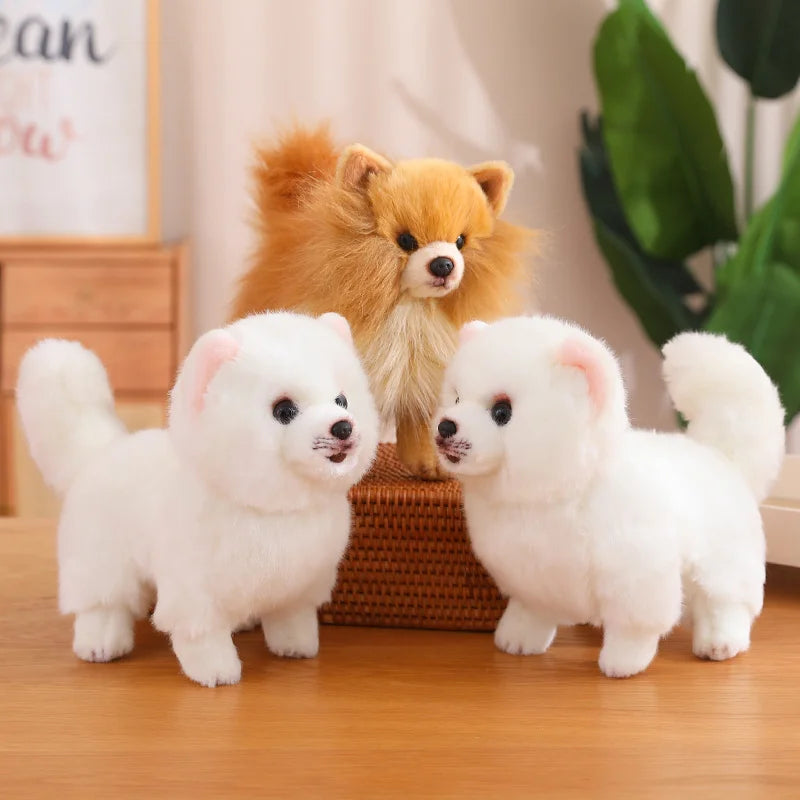 Realistic Pomeranian Plush Toy - Cute Soft Stuffed Puppy for Kids, Girls, Xmas Gifts & Home Decor