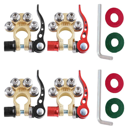 2Pcs Car Battery Terminal Connectors - Quick Release 12V 24V Positive & Negative Cable Ends for SAE/JIS Batteries