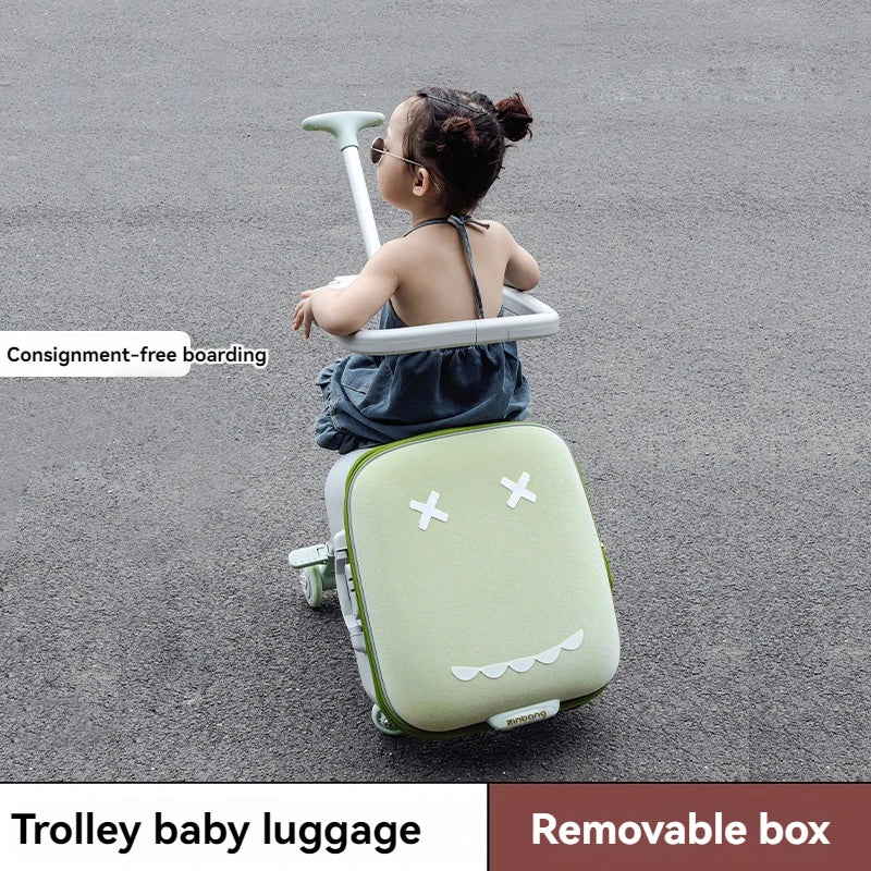 20-Inch Ride-On Kids Luggage with Folding Stroller – Children's Suitcase for Walking and Riding, Travel Bag for Babies