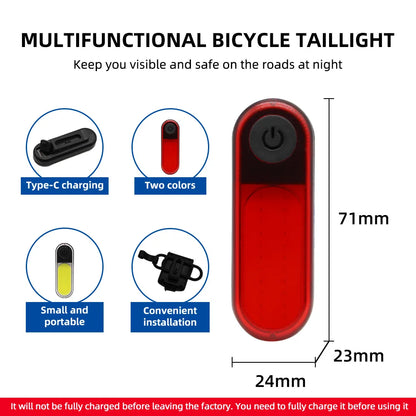 USB Charging LED Bicycle Tail Light – Flashing Rear Warning Light for Night Riding on Mountain Bikes