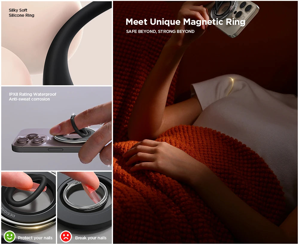 Joyroom Magnetic Ring Phone Holder – Colorful Silicone Kickstand Grip for iPhone 16/15/14 Pro Max
