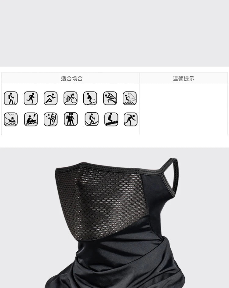 Summer Men’s Full-Face Cycling Mask – Breathable Ice Silk Neck Bandana with UV Protection