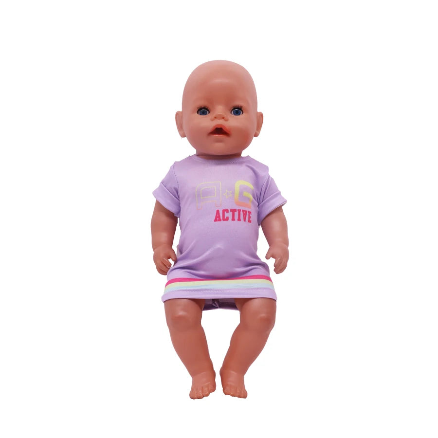 18-Inch Doll Nightdress Outfit — Purple Series Clothes for American & 43CM Baby Dolls, Our Generation Doll Gift