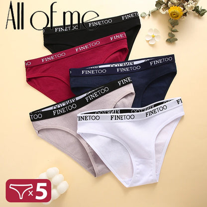 5-Pack Women’s Cotton Panties – Sexy Comfort Briefs with Letter Print & Waistband (M-XXL)