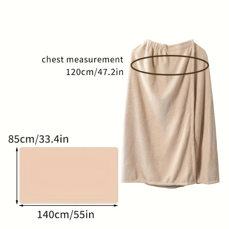 Women's Wearable Quick-Dry Bathrobe Towel – Soft 280gsm Spa Wrap with Contemporary Gnham Design