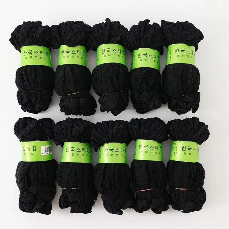 10–50 Pairs Transparent Summer Socks – Ultrathin Nylon Ankle Socks for Women, Elastic Crystal Silk Short Meias