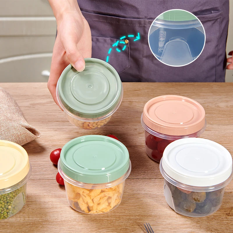 8Pcs 500ml Food Storage Containers - Round Sealed Fresh Keeping Boxes for Refrigerator, Fruits, Snacks & Microwave Heating