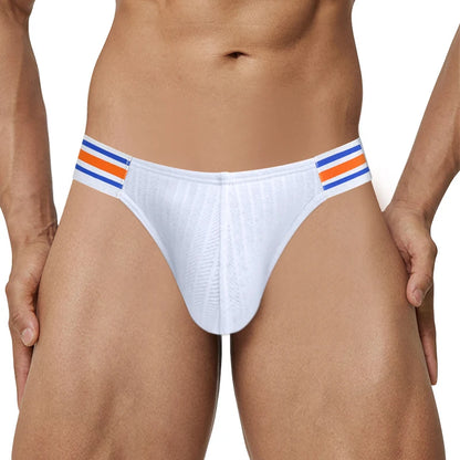 Men’s Breathable Brief Underwear 1/2/3/4PCS – High Fork Triangle Design with Striped Elastic Waistband Comfort Fit