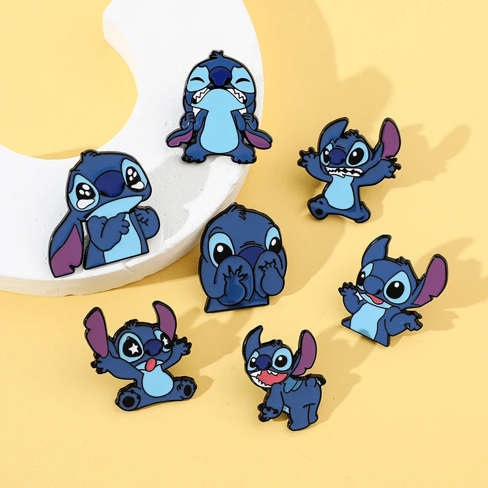 7 Pcs Lilo & Stitch Enamel Pins Set | Creative Stitch Brooches for Backpacks, Clothing & Accessories