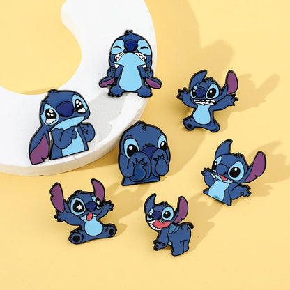 7 Pcs Lilo & Stitch Enamel Pins Set | Creative Stitch Brooches for Backpacks, Clothing & Accessories