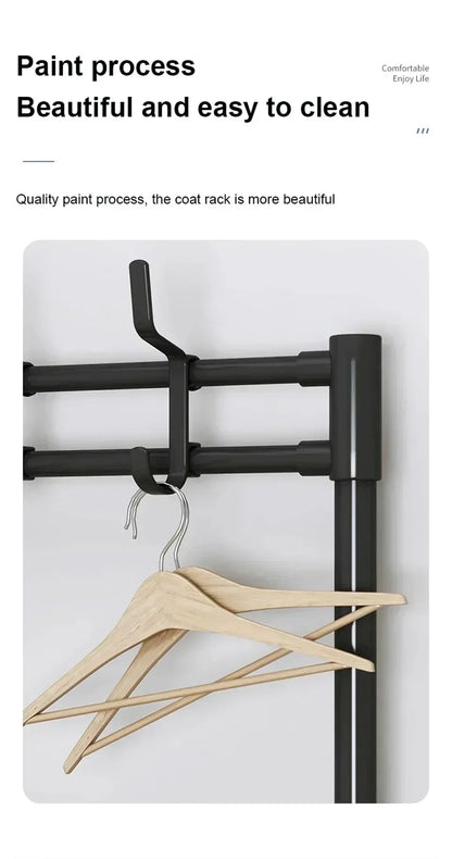 Multi-Layer Clothes Hanger & Shoe Rack – DIY Floor-Standing Hat and Shoes Organizer for Living Room Storage