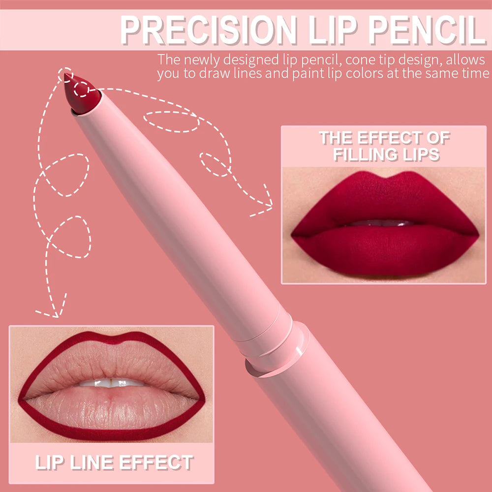 6pcs Waterproof Lip Liner Set - Long-Lasting Non-Fading Makeup Pencil Collection