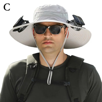 Solar Powered Fan Hat – Outdoor Camping & Fishing Sun Protection Cap with Portable Cooling Fan