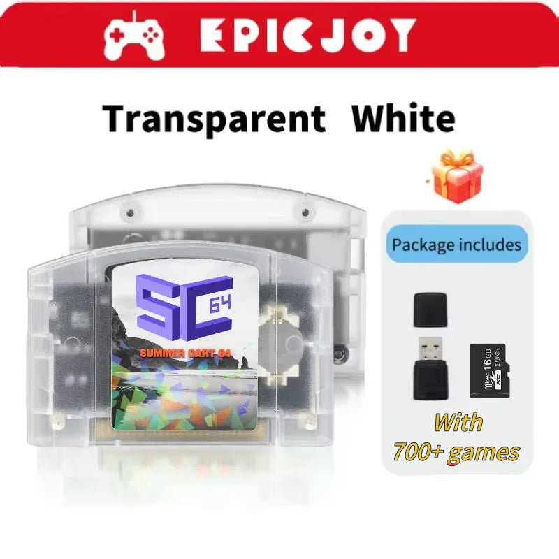 EPICJO SummerCart 64 Open Source N64 Game Card – 700+ Games & 64DD Compatibility, Includes Free 16GB SD Card for Nintendo 64