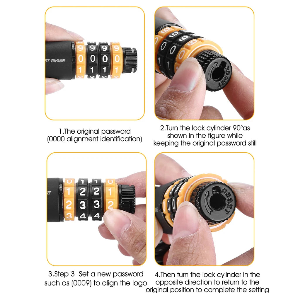 Ultimate Security: Bicycle Safety Lock with 4-Digit Combination - Anti-Theft Elasticity for Bike Helmets & Road Cycling Protection