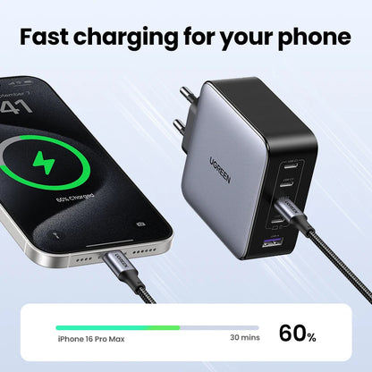 UGREEN 100W GaN 5-Port USB-C Charger – Fast Charger QC4.0/3.0 PPS for MacBook, Laptop, iPhone 16/15/14 Pro, Tablet
