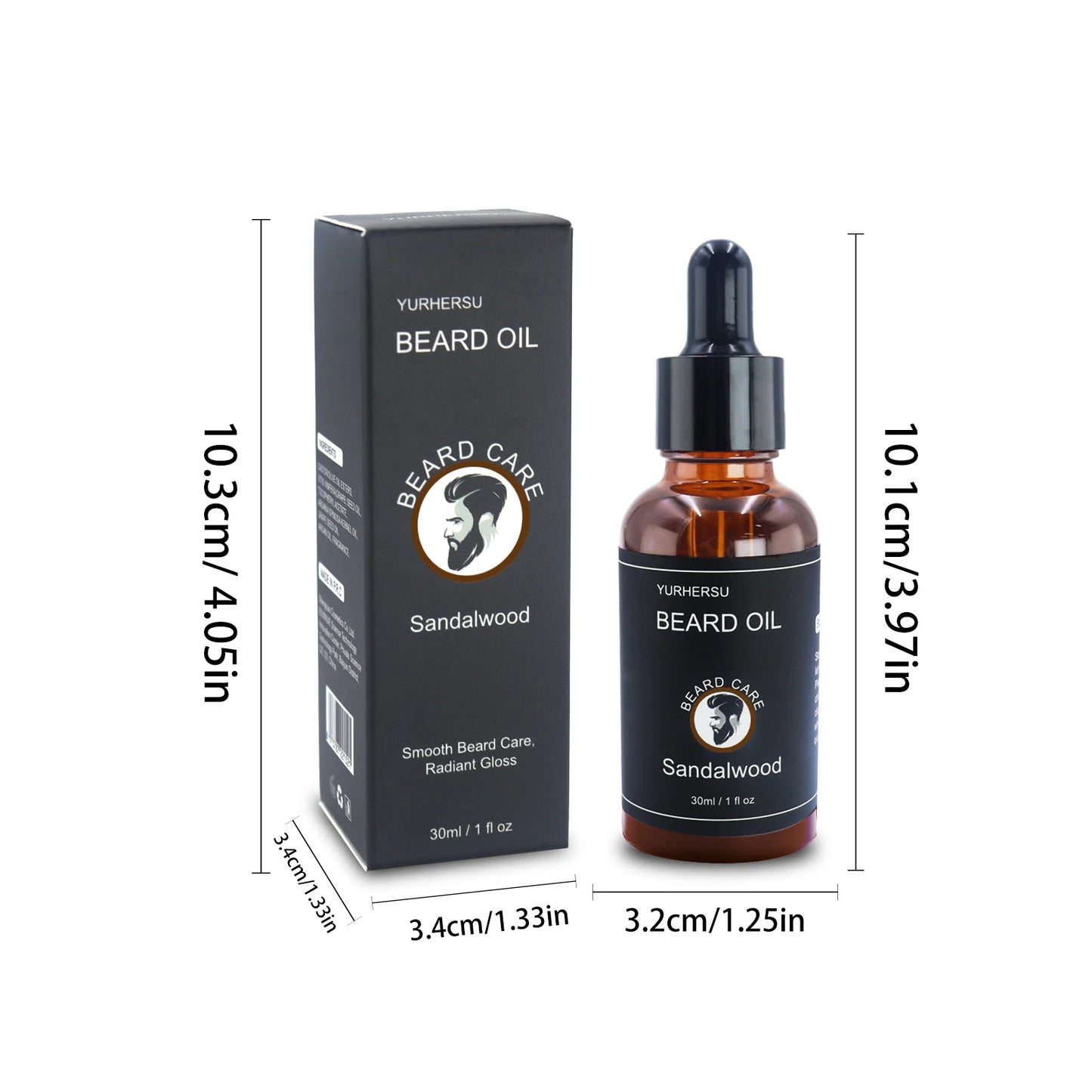 YURHERSU 30ml Beard Growth Oil for Men – Thickening, Softening & Nourishing Facial Hair Care Serum for Smooth, Healthy Beard Growth