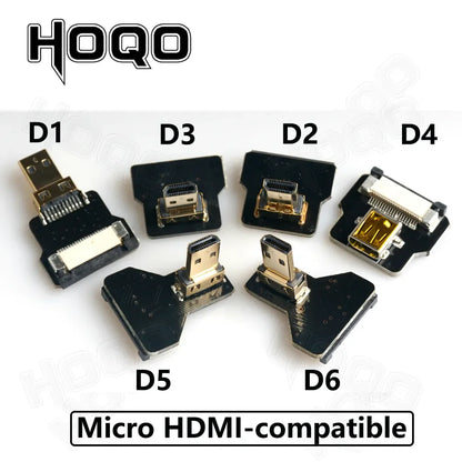 Ribbon FPV HDMI-Compatible Connector – Flexible Flat Cable for Raspberry Pi 4, Micro HDMI to HDMI/Mini HDMI Female 90° FFC 20pin