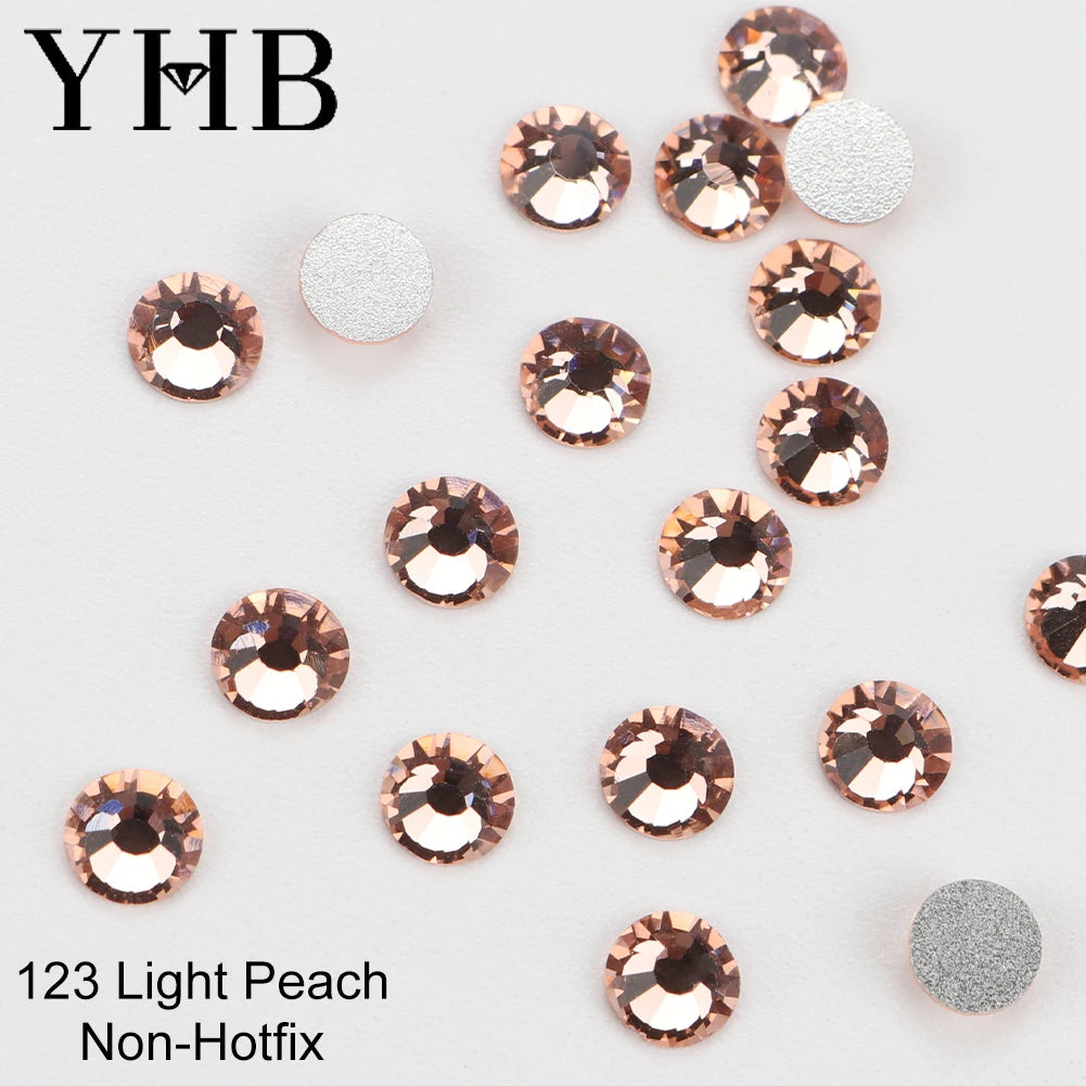 YHB Cold Fix Crystal Flatback Rhinestones - Silver Back Non Hotfix DIY Gems for Nail Art, Bags, Shoes, Garments & Phone Decoration