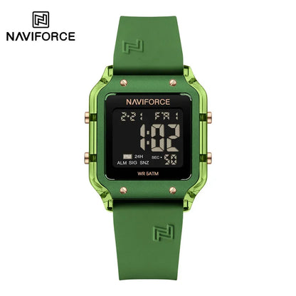 NAVIFORCE Women's Digital Sports Watch - Waterproof Silicone Strap with Time, Date & Week Display
