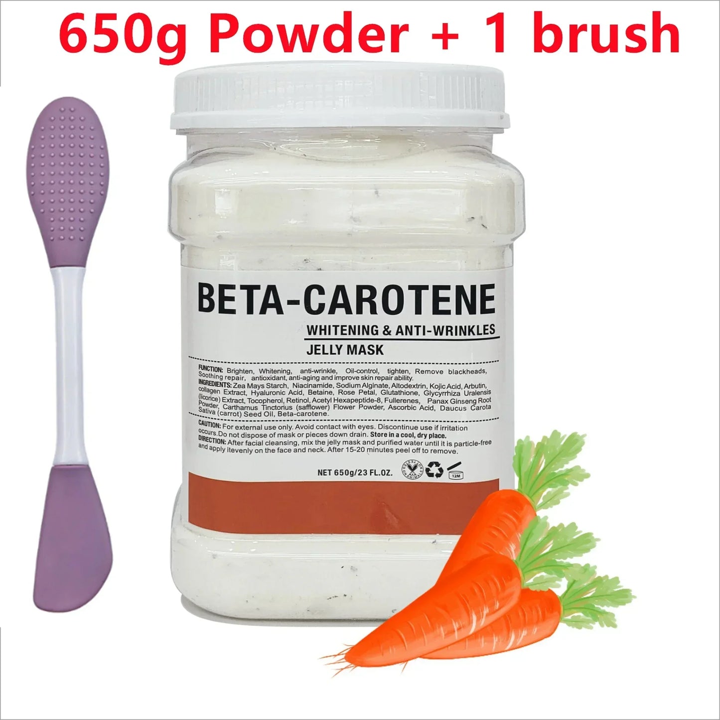 650g Chamomile Hyaluronic Acid Facial Moisturizing Mask Powder with Silicone Brush, Rose Jelly Mask for Skin Elasticity