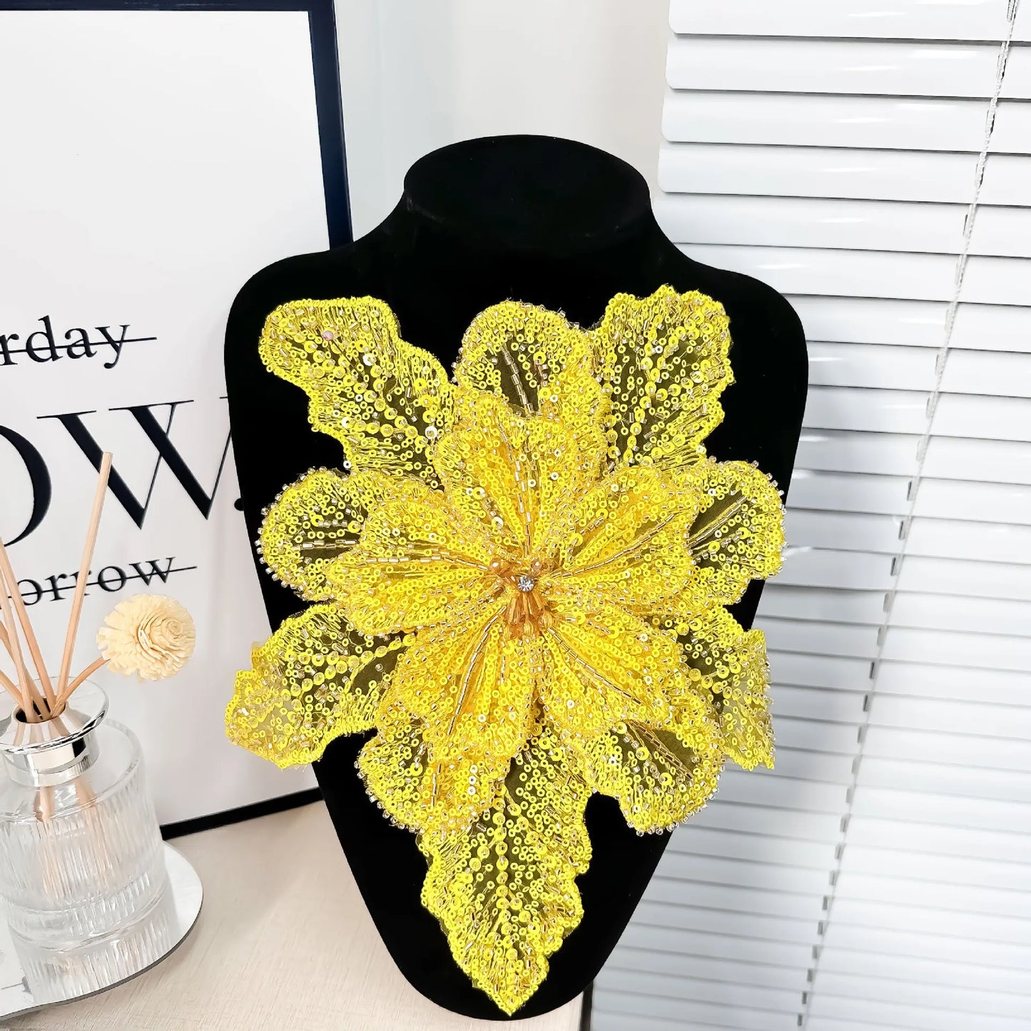 White Multi-Layer Lace Sequin 3D Flower Patch – DIY Clothing Decorative Applique
