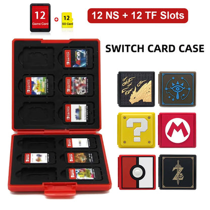 12-in-1 Hard Game Card Storage Case for Switch OLED – Cartridge & Micro SD Memory Card Holder for NS Games
