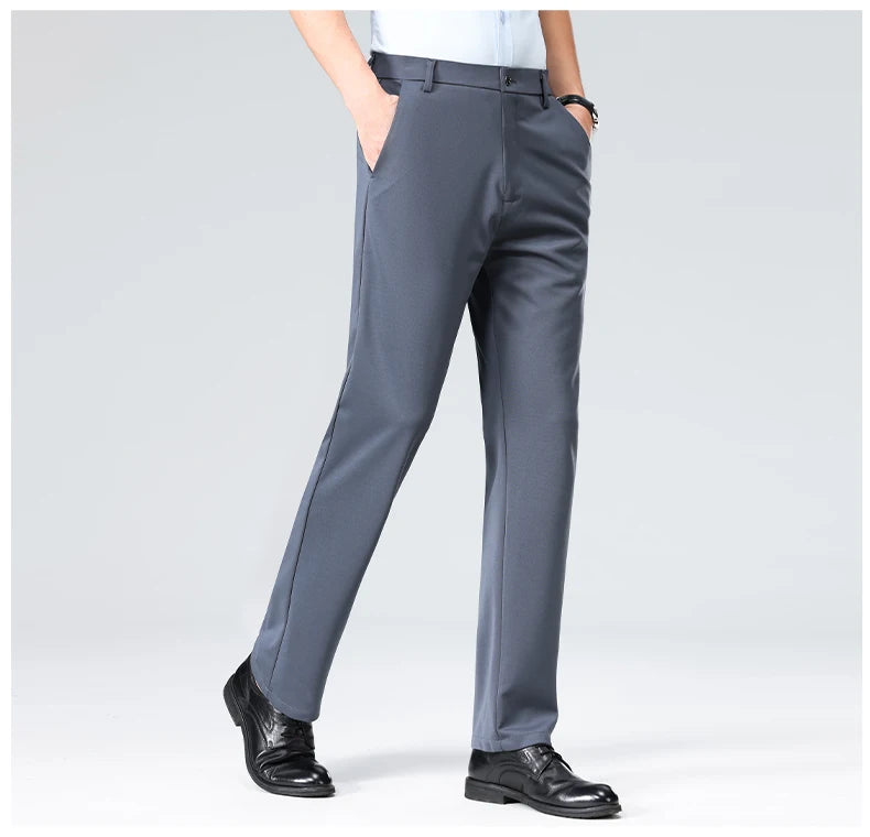 Plus Size Men's Business Suit Pants – Stretch Formal Dress Trousers | Classic Black for Big Men
