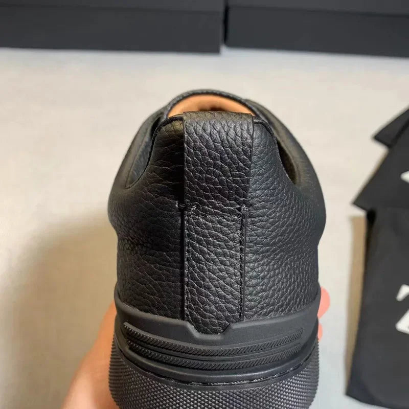 Men's Summer Casual Shoes — Top Layer Cow Leather, Breathable Luxury Deer Skin Slip-On Sneakers
