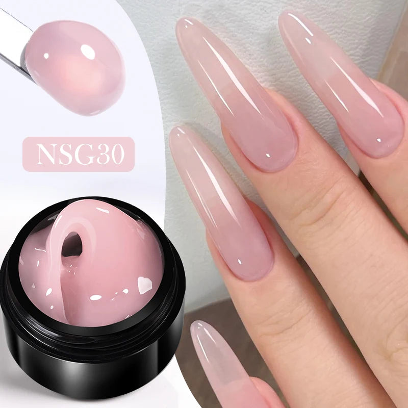 BORN PRETTY 15ml Clear Non-Stick Hand Extension Gel - 3D Shaping Nail Art, Milky Jelly Hard Gel for Fake Nails