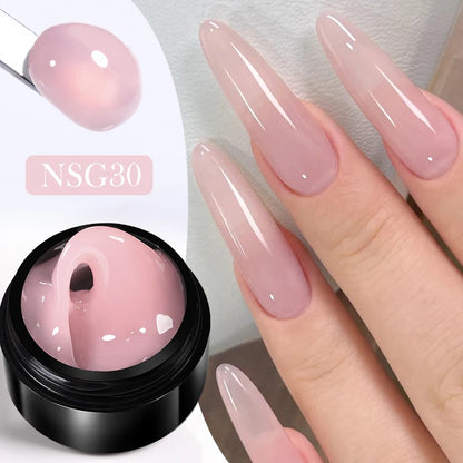 BORN PRETTY 15ml Clear Non-Stick Hand Extension Gel - 3D Shaping Nail Art, Milky Jelly Hard Gel for Fake Nails