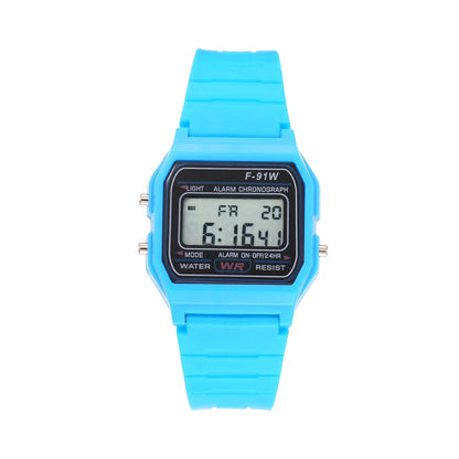 Multifunctional Digital Sports Watch for Kids and Women - F-91W Style LED Backlight Alarm Watch with Rubber Strap, Student Gift