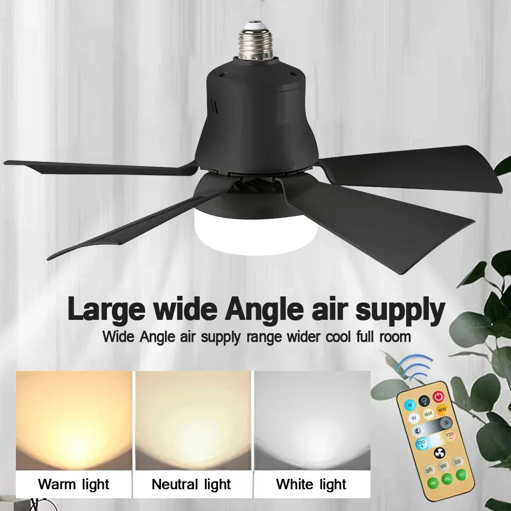 30W E27 Ceiling Fan Light with Remote - LED Dimming Function, Intelligent Silent Fan for Bedroom & Living Room
