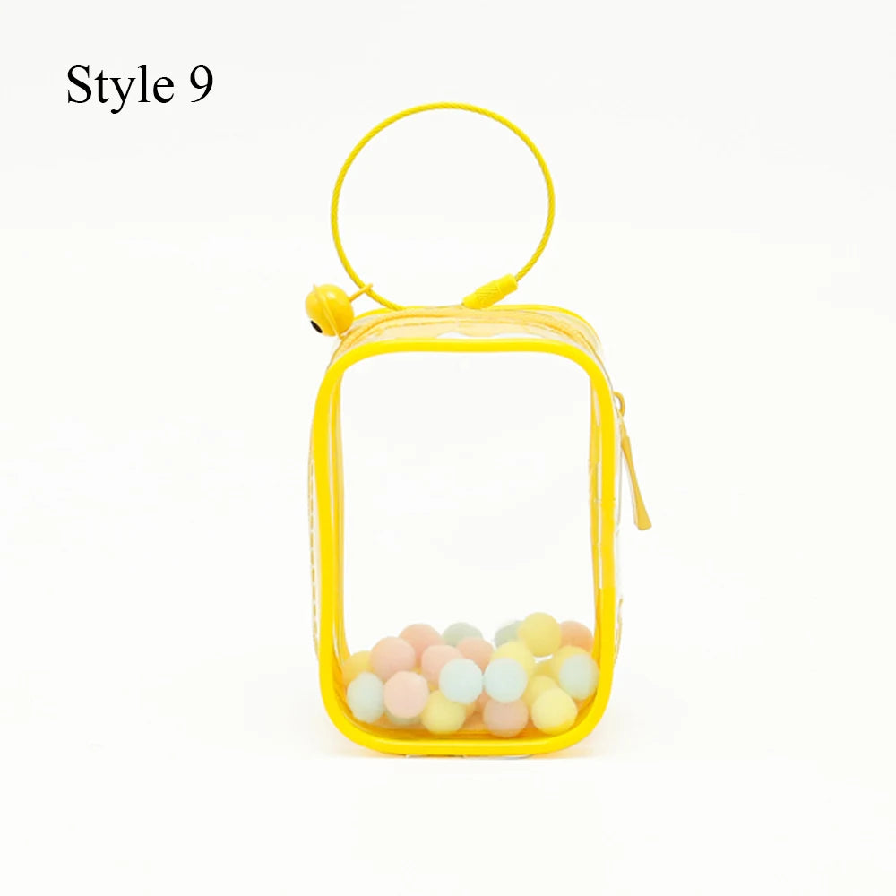 Transparent Jewelry Organizer Box – Plastic Storage Pouch with Keychain, Dustproof Case, Cute Doll Bag for Accessories