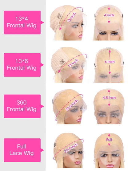 613 Blonde Human Hair Lace Wig - HD 13x4 13x6 Pre-Plucked Straight Frontal Wig For Women