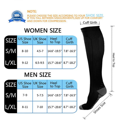 Compression Stockings for Men & Women - Edema Varicose Vein Support Sports Running Pressure Socks